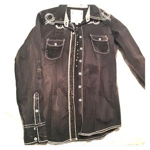 Western Fit button down shirt with rhinestones